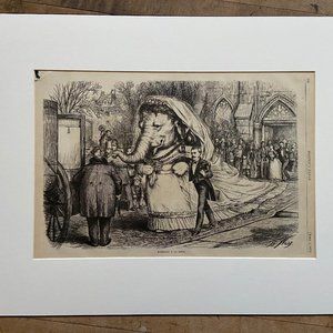 Thomas Nast, Harper's Bazar, Antique Print, Woodcut Engraving, Elephant